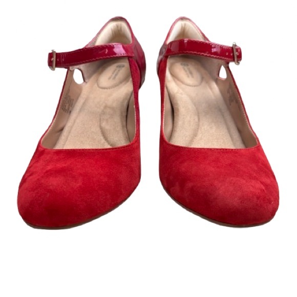 Gianni Bernini Velmah Red Suede Patent Leather Ankle Strap Mary Jane Heels 10M - Picture 6 of 12